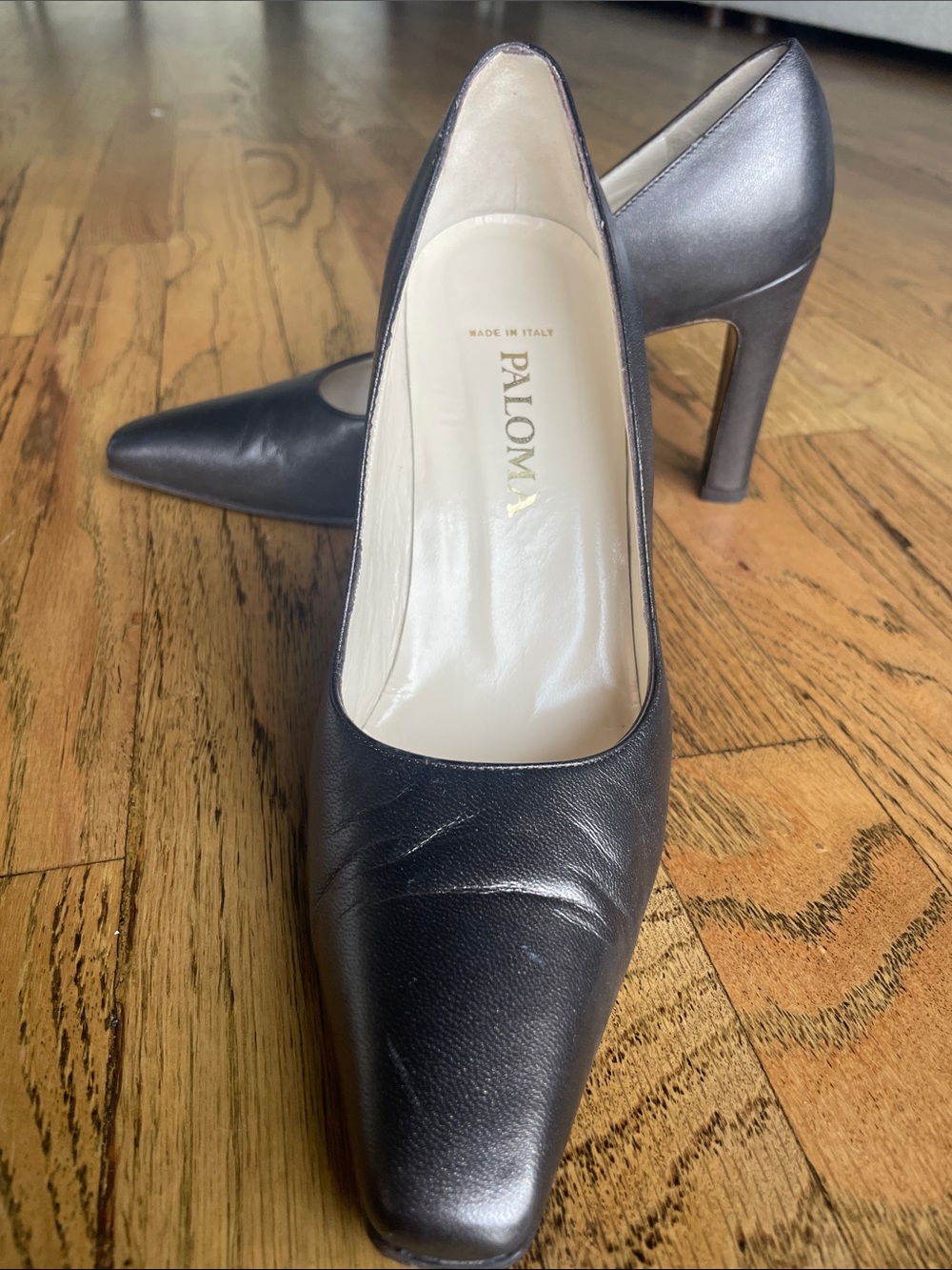 Bronze Leather Pointed-Toe High Heel Pumps